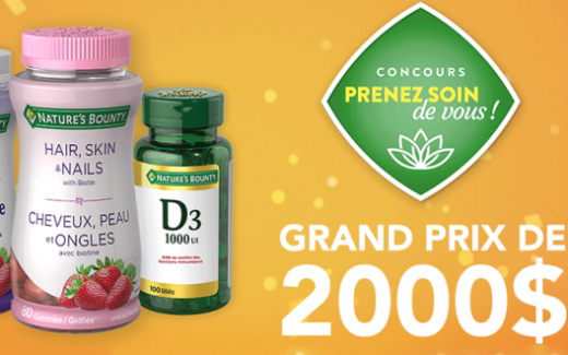 2000 $ incluant un ensemble de produits Nature’s Bounty