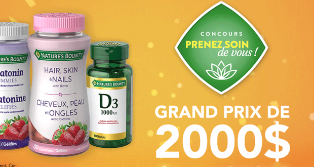 2000 $ incluant un ensemble de produits Nature’s Bounty