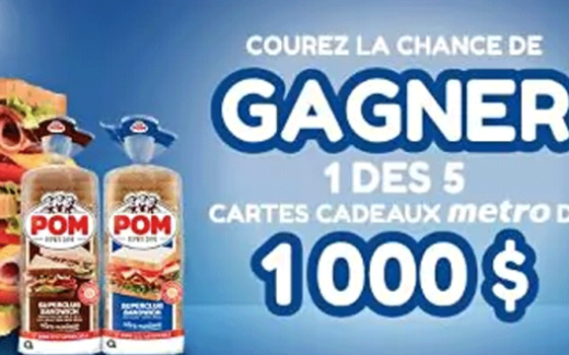 5 cartes-cadeaux Métro de 1000$ chacune