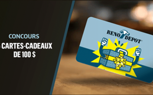 5 cartes-cadeaux réno-dépot de 100$ chacune