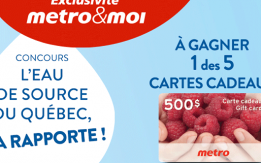 5 cartes-cadeaux Métro de 500$ chacune