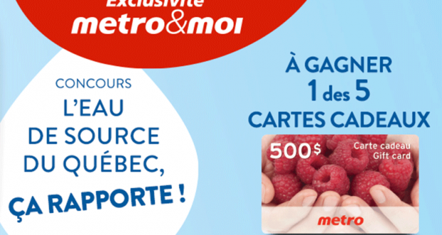 5 cartes-cadeaux Métro de 500$ chacune