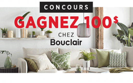 12 cartes-cadeaux Bouclair de 100 $