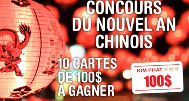 10 cartes-cadeaux de 100$ chez Kim Phat