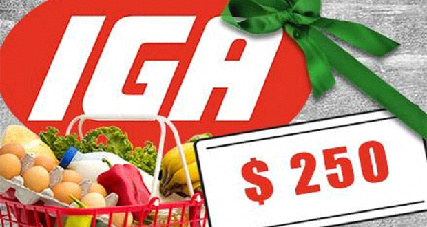 2 cartes cadeau IGA de 250$