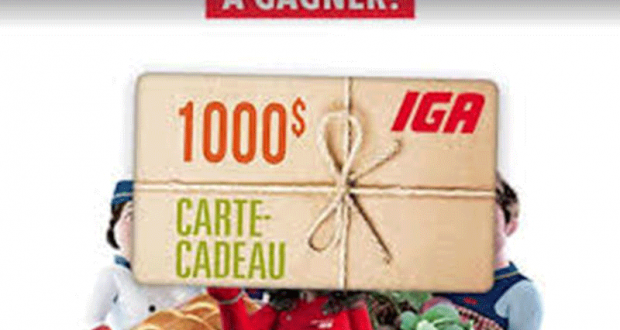 4 Cartes-cadeaux IGA de 1000$