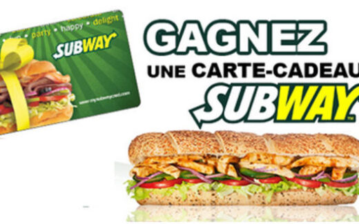 Carte cadeau Subway de 50$