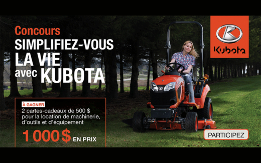 1000 $ en cartes-cadeaux Kubota