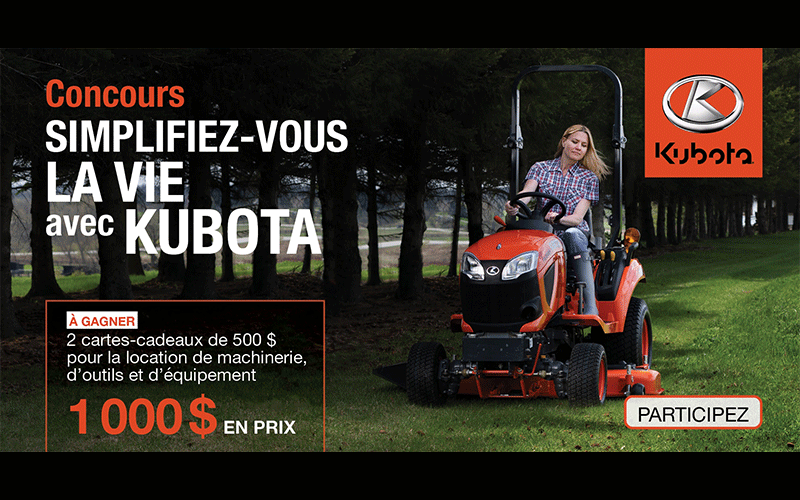 1000 $ en cartes-cadeaux Kubota