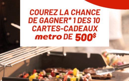 10 cartes-cadeau Metro de 500 $