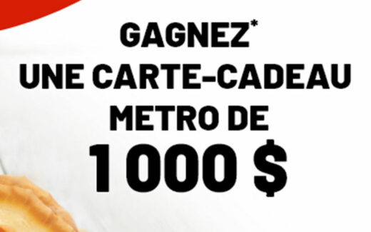 1000 $ en carte cadeau Metro