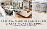 3 certificats Déco Luminaire de 500 $