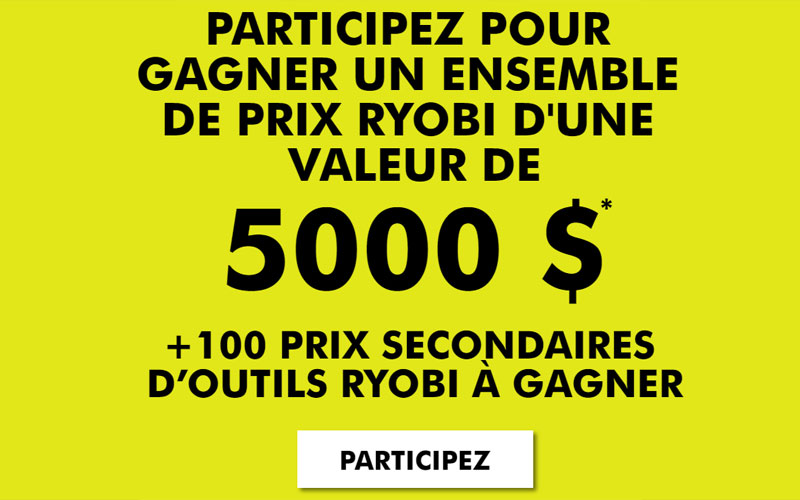 Un ensemble de prix RYOBI de 5000 $