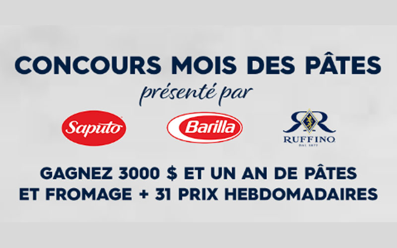 3000 $ et un an de pâtes Barilla et de fromage Saputo