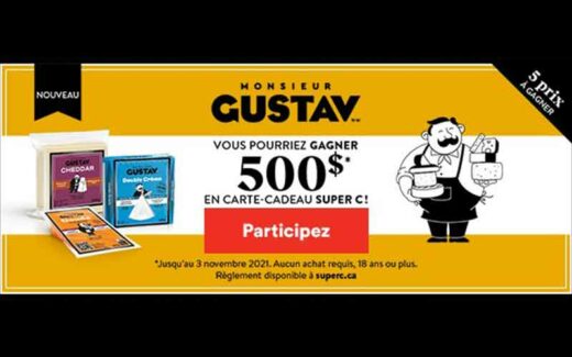 5 carte-cadeau Super C de 500 $