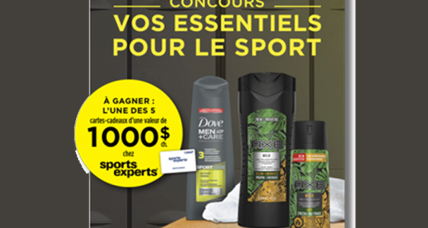5 cartes-cadeaux Sports Experts de 1 000 $