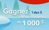 5 cartes-cadeaux Metro de 1000 $