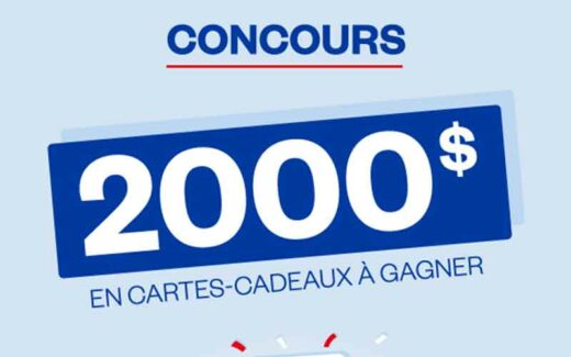 4 cartes-cadeaux de 500 $ chacune