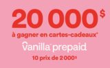 10 Cartes prépayées Vanilla Visa de 2000 $ chacune