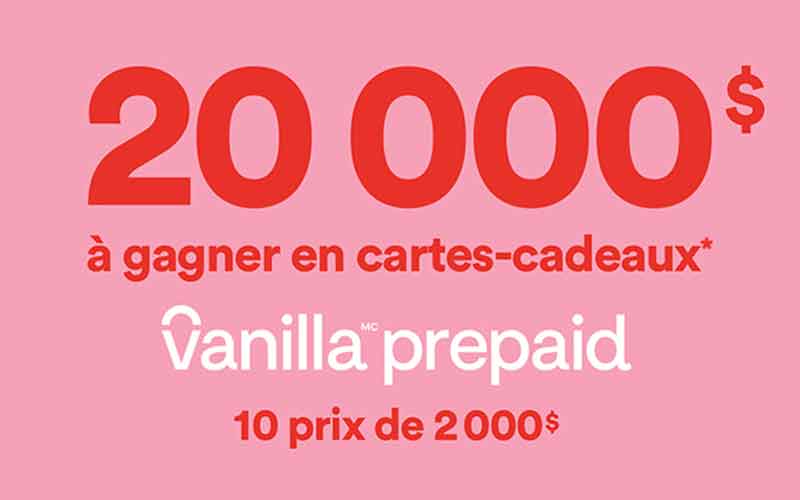 10 Cartes prépayées Vanilla Visa de 2000 $ chacune