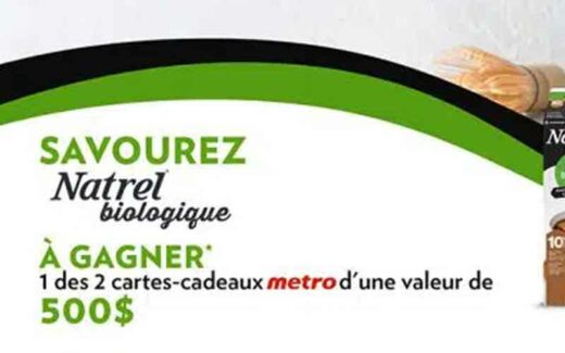 2 cartes cadeaux épicerie Metro de 500 $