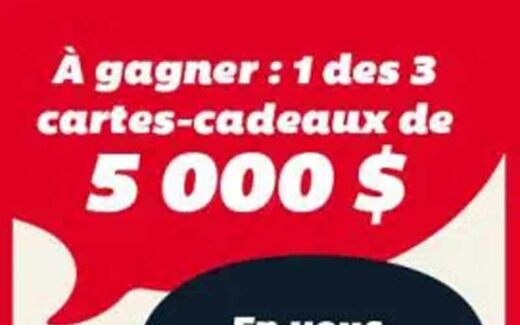 3 cartes cadeaux épicerie IGA de 5000 $ chacune