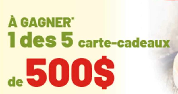 5 cartes cadeaux Metro de 500 $