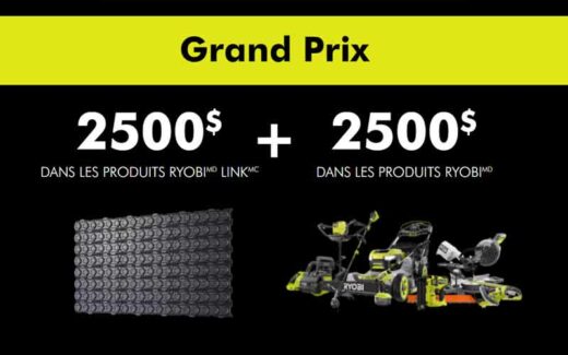 5000 $ en outils Ryobi et en produits Ryobi Link