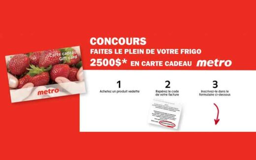 2500$ en carte-cadeau chez Metro