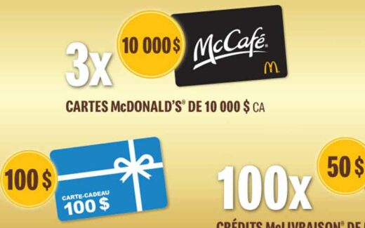 3 cartes cadeaux McDonald’s de 10 000 $ chacune
