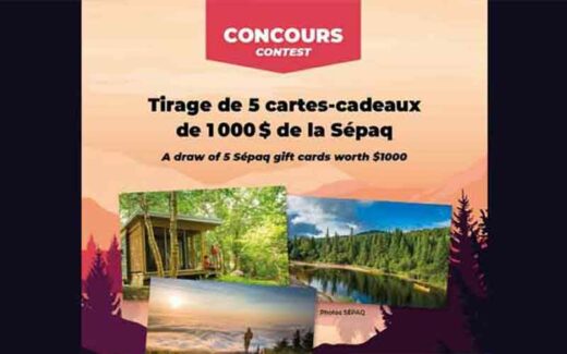 5 cartes-cadeaux Sépaq de 1000 $ chacune