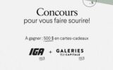 2 cartes-cadeaux IGA et Galeries de la Capitale de 250 $