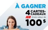 4 cartes-cadeaux IGA de 100 $