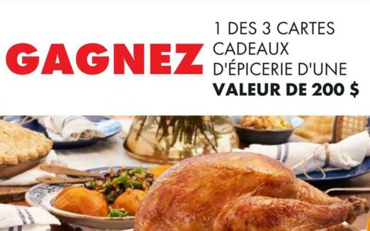 3 cartes cadeaux d’épicerie de 200 $