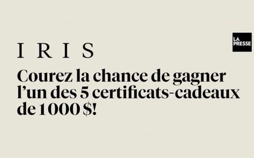 5 certificats-cadeaux IRIS de 1000 $