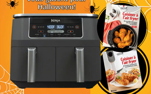 Une friteuse à air Ninja et 2 tomes de Cuisiner à l'air fryer