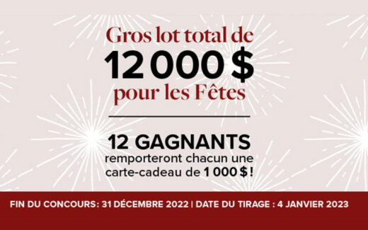 12 cartes-cadeaux Linen Chest de 1 000 $ chacune