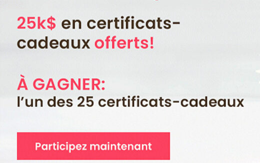 25 000 $ en Certificats Cadeaux La Forfaiterie