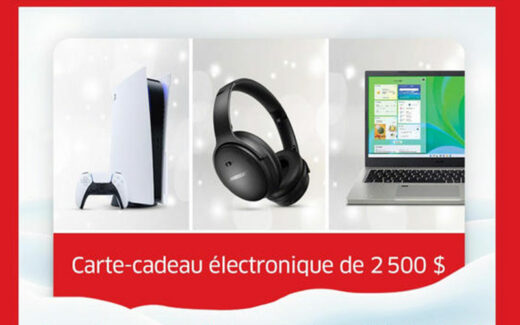 3 cartes-cadeaux électronique de 2500 $ chacune