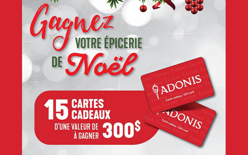 15 Cartes Cadeaux Adonis de 300 $