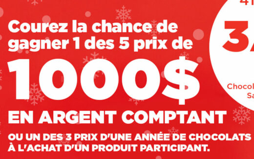 5 grand-prix de 1000 $ en argent comptant