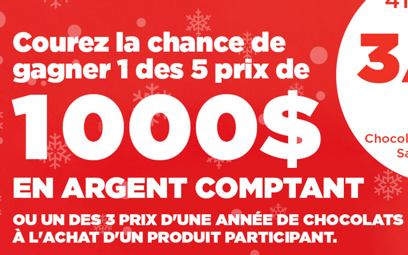 5 grand-prix de 1000 $ en argent comptant