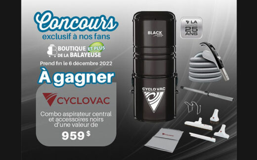 Un aspirateur central et ses accessoires Cyclo Vac (959 $)