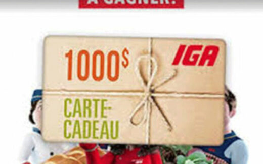 10 cartes cadeaux IGA de 1000 $ chacune