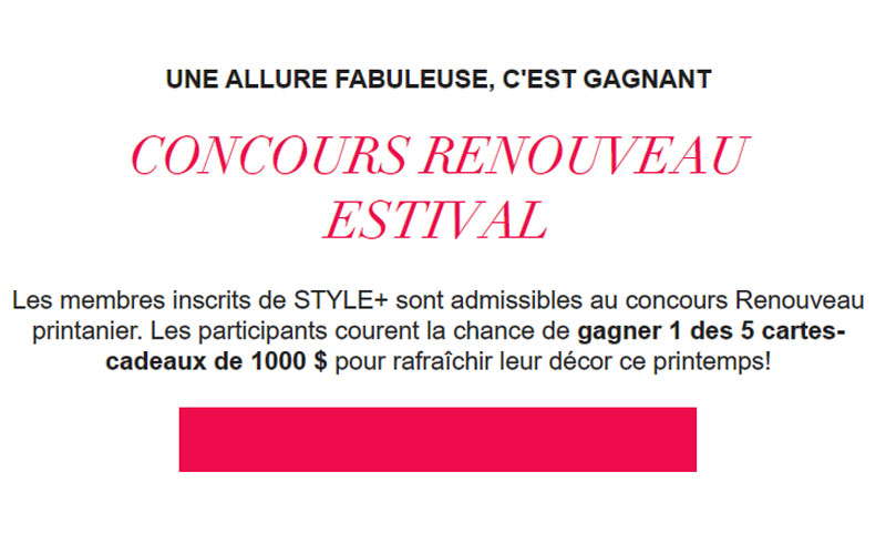 5 cartes-cadeaux de 1000 $ chacune
