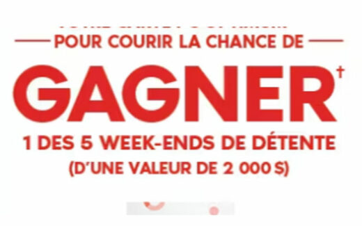 5 week-ends de détente de 2 000 $ chacun