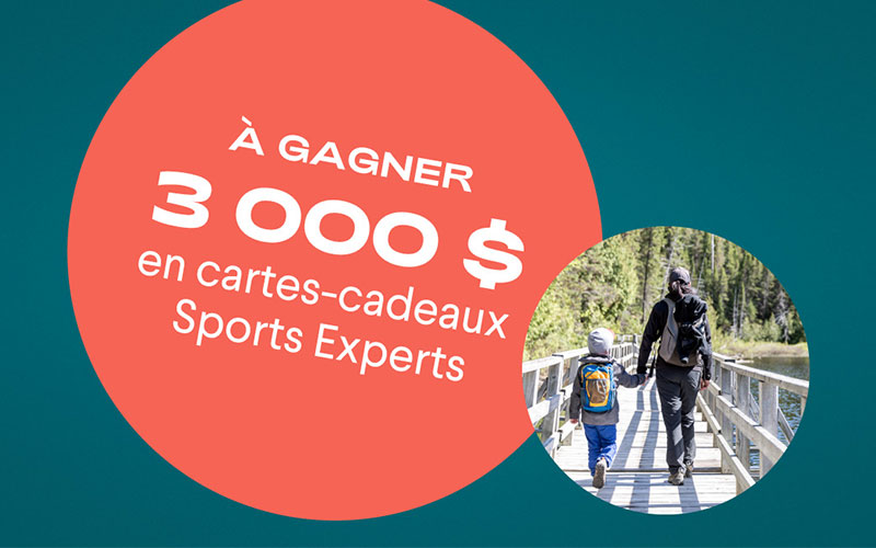 3 cartes-cadeaux Sports Experts de 1000 $ chacune