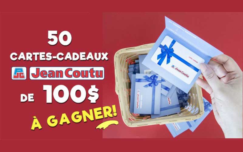 50 cartes cadeaux Jean Coutu de 100$ chacune