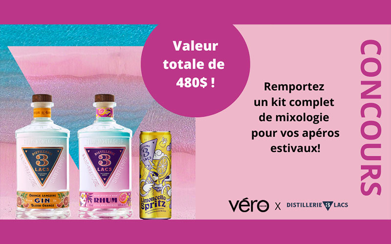 Un kit complet de mixologie Distillerie 3 Lacs de 480 $