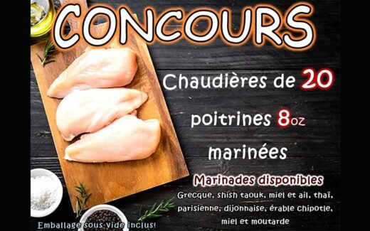 Une chaudière de poitrines de poulet marinées de 120 $